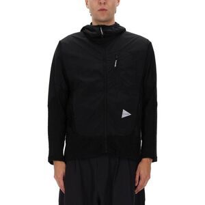 AND WANDER Men's Hooded Hybrid Technical Jacket Men BLACK Sweaters & Cardigans